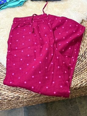GAP Maroon Lounge Pants with Pink Polka Dots